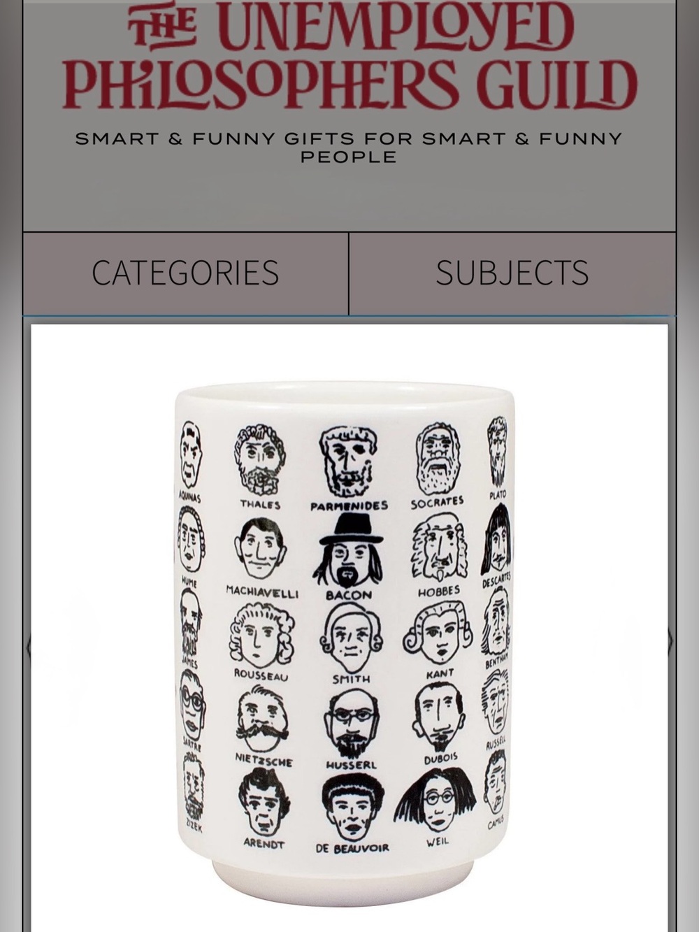 “It's Hard to Get a Handle on Philosophy" porcelain cup